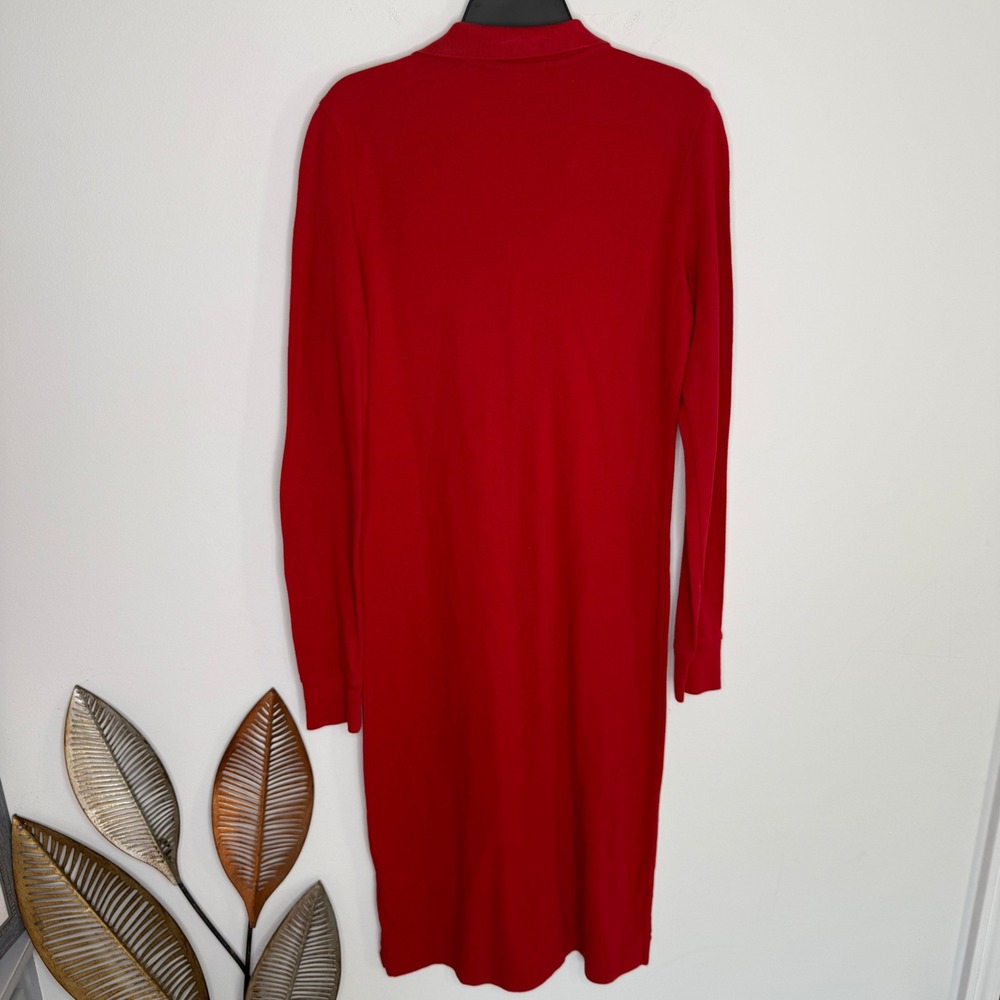A14 Ralph Lauren Sport Red Long Sleeve Polo Dress Embroidered Crest Button S - Picture 4 of 4